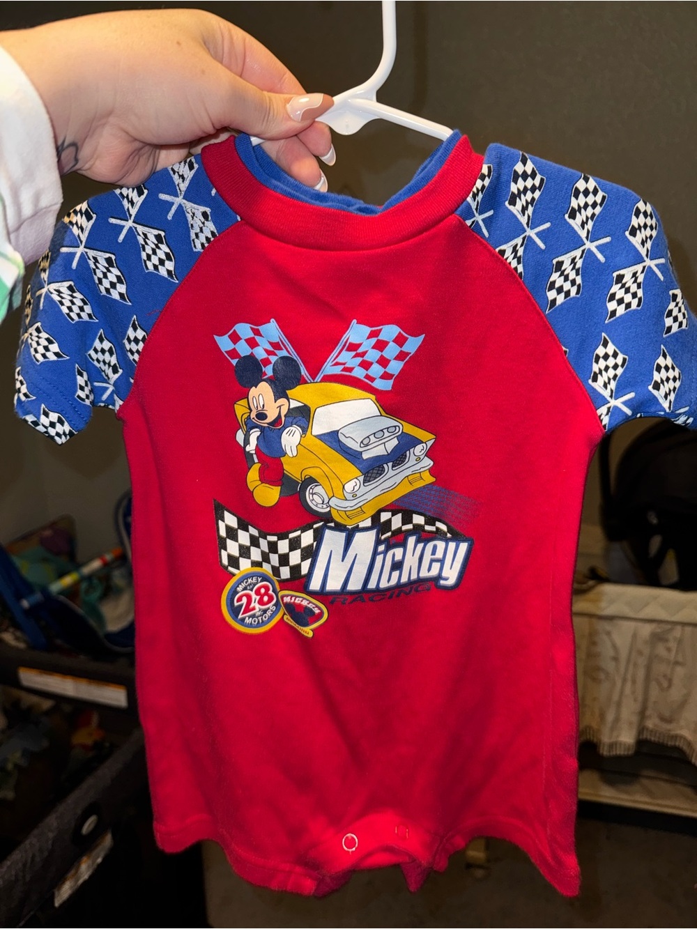 Mickey Mouse Racing Red & Blue Baby Romper
